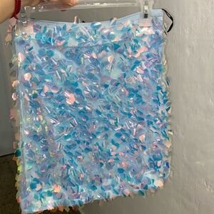 Iridescent sequin pencil skirt